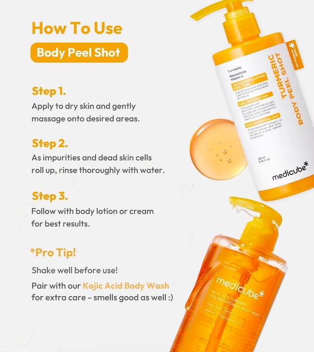 Medicube Kojic Acid Turmeric Body Peel Shot 280ml, photo 4