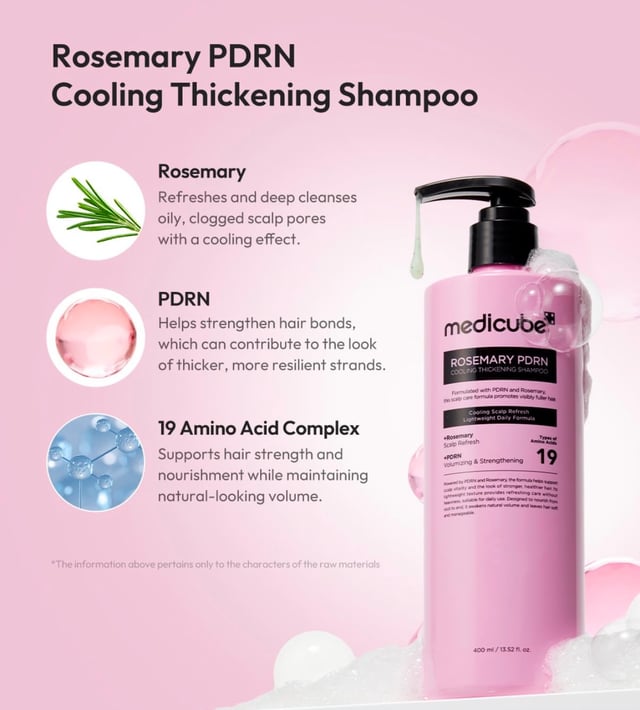 Medicube Rosemary PDRN Cooling Thickening Shampoo 400ml, photo 3
